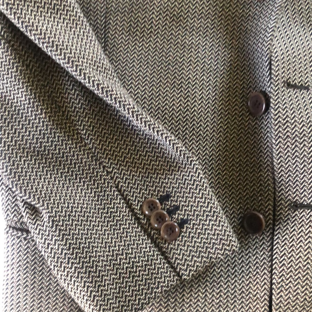 Men’s Sz 44R ARMANI COLLEZIONI Blazer Suit Jacket Chevron Pattern Taupe/ Brown - Picture 7 of 7